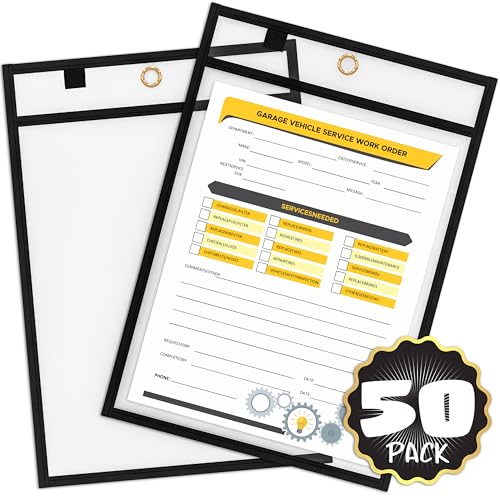 50 Stück trocken abwischbare Taschen, schwarze Kunststoffhüllen für Papier, strapazierfähige, transparente Taschenhüllen, trocken abwischbare Taschenhüllen, Lager, Tickethalter von Scribbledo