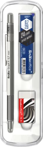 SCRIKSS - Druckbleistift – Graph-X + Scrikss Tube 2B Bleistiftmine + Scrikss Radiergummi (dunkelgrau, 0,7 mm) von Scrikss office