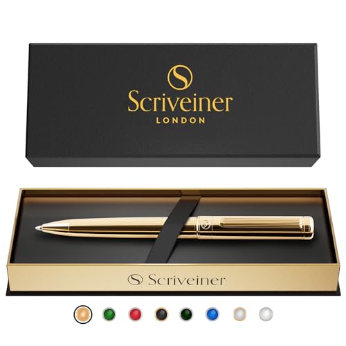 Scriveiner Kugelschreiber Hochwertiger Kugelschreiber Gold mit 24 Karat Gold Details, schwarze Schmidt Mine, Geschenkbox, Büro set, Schöne Professionelle Kugelschreiber Scriveiner Kugelschreiber Hochwertiger Kugelschreiber Gold mit 24 Karat Gold Details, schwarze Schmidt Mine, Geschenkbox, Büro set, Schöne Professionelle Kugelschreiber von Scriveiner