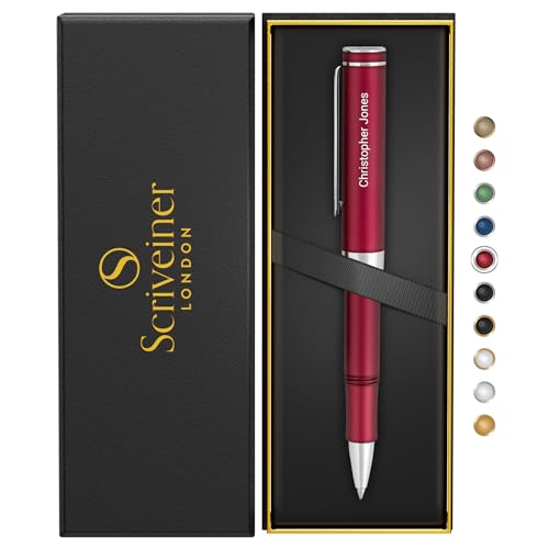 Scriveiner Personalisierte Rot Rollerball EDC Pen, Atemberaubende Pocket Pen mit Chrom-Finish, Bestes Kugelschreiber-Geschenk, Bestes Rollerball-Geschenkset mit Gravur, Individuelle Namensgravur Scriveiner Personalisierte Rot Rollerball EDC Pen, Atemberaubende Pocket Pen mit Chrom-Finish, Bestes Kugelschreiber-Geschenk, Bestes Rollerball-Geschenkset mit Gravur, Individuelle Namensgravur von Scriveiner
