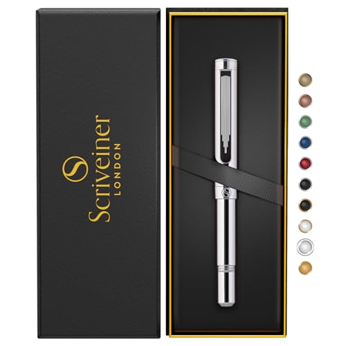 Scriveiner Silver Chrome Rollerball EDC Luxus Kugelschreiber, großer Taschenstift mit Chrom, bestes Kugelschreiber Geschenk für Mann & Frau, deutsche Schmidt Mine, Büro Designer Kugelschreiber Set Scriveiner Silver Chrome Rollerball EDC Luxus Kugelschreiber, großer Taschenstift mit Chrom, bestes Kugelschreiber Geschenk für Mann & Frau, deutsche Schmidt Mine, Büro Designer Kugelschreiber Set von Scriveiner
