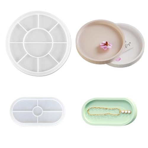 Sctmda 2 Stück Silikonform Tablett, Silikonform Tablett Rund, Silikonformen GießFormen Tablett, Harztabletts, Epoxidharz Tablett Form, für DIY Teetablett Obsttablett Kunsthandwerk von Sctmda