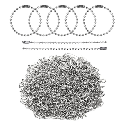 Sctmda 200 Stück Kugelkette Mit 200 Passenden Anschlüssen,Eisenkugel Ketten Metallkette 2,4 mm Kugelketten Perlen Kugelkette mit für DIY Handwerk 10cm Silber von Sctmda