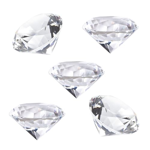 Sctmda Deko Diamanten Groß 5 Stück Transparent Kristall ​Dekosteine Deko Diamanten Diamanthochzeit Deko Kristall Glas Diamant Kristallglas Deko Tischdeko Diamanten Diamant 40mm von Sctmda