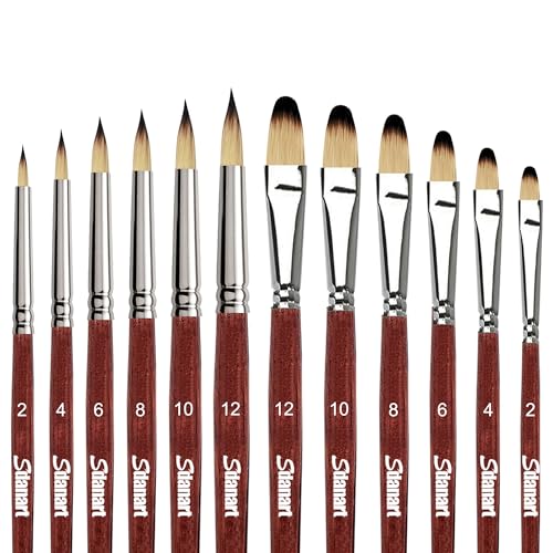 Sdanart 12-teiliges Acryl-Pinsel-Set, 6 professionelle Pinsel mit runder Spitze und 6 Filbert-Künstlerpinsel für Aquarell, Acryl, Öl, Gouache, Tinte, perfekt für Künstler und Anfänger Sdanart 12-teiliges Acryl-Pinsel-Set, 6 professionelle Pinsel mit runder Spitze und 6 Filbert-Künstlerpinsel für Aquarell, Acryl, Öl, Gouache, Tinte, perfekt für Künstler und Anfänger von Sdanart