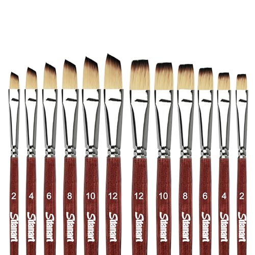 Sdanart Professionelle Aquarellpinsel, 12 Stück, 6 flache Malpinsel und 6 abgewinkelte Pinsel für Aquarell, Acryl, Öl, Gouache, Tinte, verschiedene Größen, perfekt für Künstler und Anfänger Sdanart Professionelle Aquarellpinsel, 12 Stück, 6 flache Malpinsel und 6 abgewinkelte Pinsel für Aquarell, Acryl, Öl, Gouache, Tinte, verschiedene Größen, perfekt für Künstler und Anfänger von Sdanart