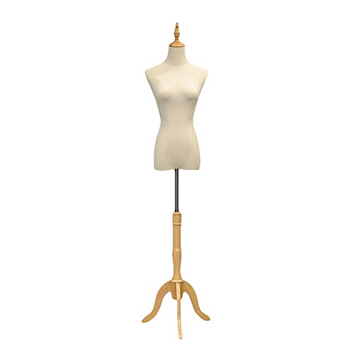 SdaryWare Mannequin Weibliche Puppen Torso Körper Büsten, Kleidung Schmuck Display, Schaufenster Dummy Modell Schneiderpuppe, Einstellbare Höhe,Wood-S von SdaryWare