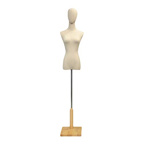SdaryWare Mannequin Weibliche Puppen Torso Körper Büsten Dummy Modell Schneiderpuppe, Schaufenster Kleidung Schmuck Display, Einstellbare Höhe,Wood-M von SdaryWare