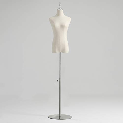SdaryWare Schaufensterpuppe Schaufensterpuppe Nähkleid Formen & Schaufensterpuppen, weibliche Schaufensterpuppe Körper Torso verstellbare Puppen Kleid für Einzelhandel Kleidung Dis,S-Silver/Round von SdaryWare