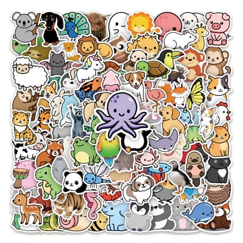 100 Stück Tiere Aufkleber Wasserfeste Vinyl Stickers Niedliche Sticker Set Aesthetic Graffiti Style Decals für Scrapbook Auto Motorräder Laptop Fotoalbum Gepäck Fahrrad Dekoration von Sdhgerh