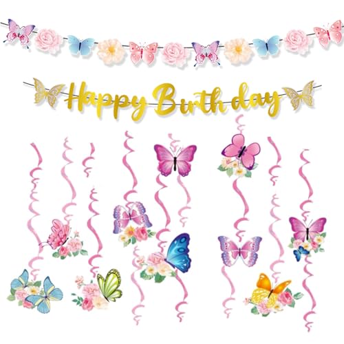 14 Stück Schmetterling Deko Geburtstag Girlande und Hängende Wirbel Geburtstagsdeko Mädchen Frauen Schmetterling Happy Birthday Girlande Geburtstag Deko für Hochzeit Frühling Sommer Party 14 Stück Schmetterling Deko Geburtstag Girlande und Hängende Wirbel Geburtstagsdeko Mädchen Frauen Schmetterling Happy Birthday Girlande Geburtstag Deko für Hochzeit Frühling Sommer Party von Sdhgerh