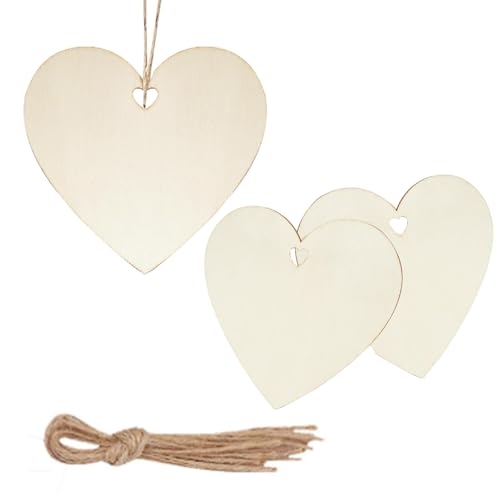 30 Stück Holzherzen mit Loch Unbehandelt Herz Holzscheiben Holzdeko mit Juteseil 8 cm Holzherz für DIY Handwerk Gravur Malen Hochzeit Geburtstag Dekoration von Sdhgerh