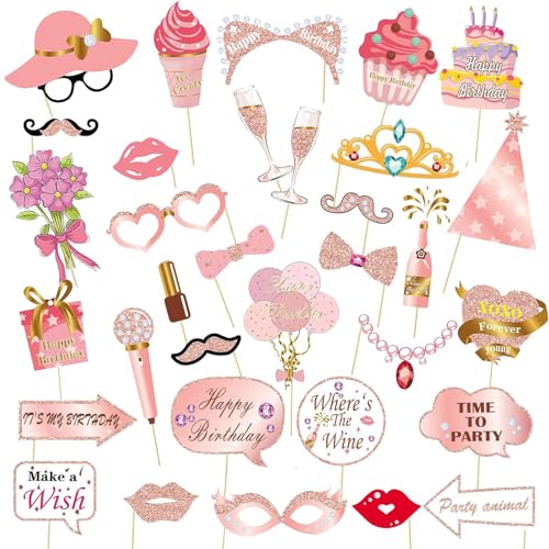 33 Stück Geburtstag Fotobox Requisiten Accessoires Glitzer 90er Party Foto Booth Props Fotorequisiten Deko für Geburtstag Disco Party Dekoration Zubehör Rosegold 33 Stück Geburtstag Fotobox Requisiten Accessoires Glitzer 90er Party Foto Booth Props Fotorequisiten Deko für Geburtstag Disco Party Dekoration Zubehör Rosegold von Sdhgerh