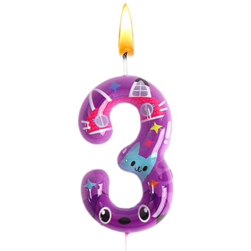 Gabby Kerzen Zahlen 3, Gabby Geburtstags Kerze, Gabby Geburtstagsdeko, Party Kerzen, Cake Topper, Kuchen Dekoration, Partyzubehör, Lila, Mädchen, Jubiläumsfeiern, Thema Partys, Hochzeiten von Sdjuifsd
