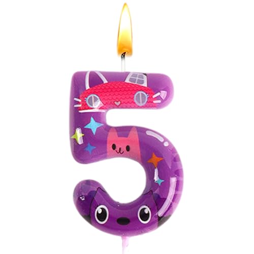 Gabby Kerzen Zahlen 5, Gabby Geburtstagsdeko, Gabby Geburtstags Kerze, Kuchen Dekoration, Party Kerzen, Cake Topper, Partyzubehör, Lila, Mädchen, Thema Partys, Jubiläumsfeiern, Hochzeiten von Sdjuifsd