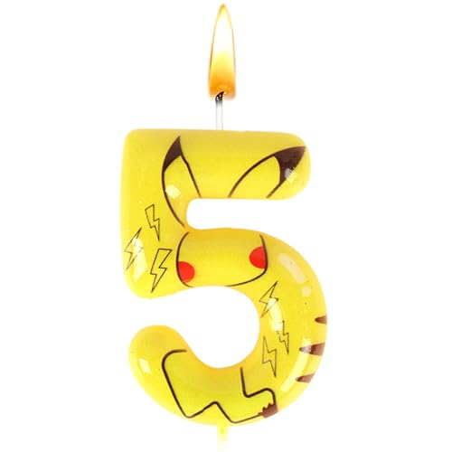 Kerze Nummer 5, Kerzen Geburtstags, Pika Geburtstagsdeko, Kerze Kuchen, Deko Geburtstagskerzen, Party Kerzen, Themenkerzen, Gelbe, Geburtstagsdekoration, Hochzeitsjubiläen, Babypartys von Sdjuifsd