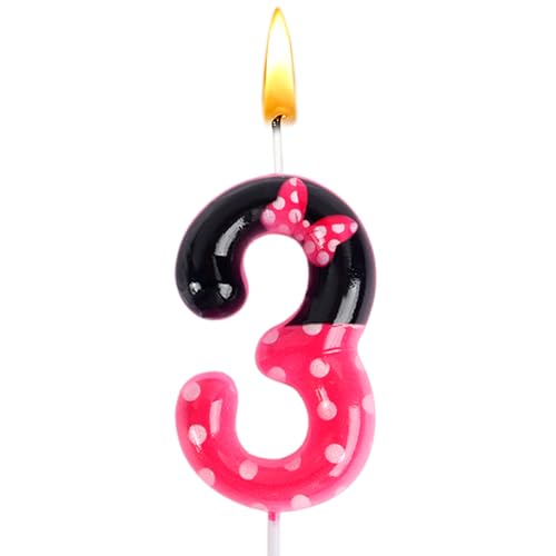 Minni Kerzen Nummer 3, Minni Geburtstags Kerze, Minni Geburtstagsdeko, Kuchen Dekoration, Cake Topper, Partykerzen, Partyzubehör, Mädchen, Hochzeitsfeier, Babyparty, Jubiläumsfeier von Sdjuifsd