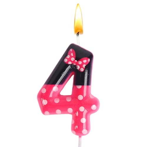 Minni Kerzen Zahlen 4, Minni Geburtstagsdeko, Minni Geburtstags Kerze, Partykerzen, Cake Topper, Kuchen Dekoration, Mädchen, Partyzubehör, Babyparty, Hochzeitsfeier, Jubiläumsfeier von Sdjuifsd