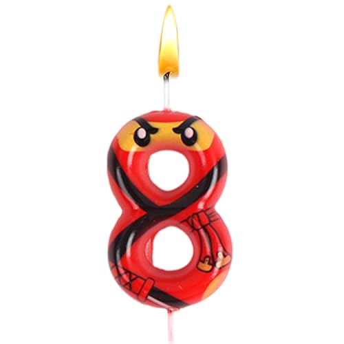 Ninja Geburtstagsdeko 8 Jahre, Ninja Geburtstags Kerzen, Kerzen Zahlen 8, Kinder Geburtstags, Kuchen Dekoration, Jungen, Tortendeko, Partyzubehör, Geburtstagsfeier, Jubiläum, Themaparty von Sdjuifsd