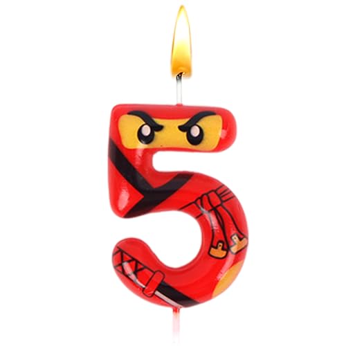Ninja Kerzen Zahlen 5, Ninja Geburtstagsdeko 5 Jahre, Geburtstags Kerzen, Tortendeko, Kinder Geburtstags, Kuchen Dekoration, Jungen, Partyzubehör, Jubiläum, Geburtstagsfeier, Themaparty von Sdjuifsd