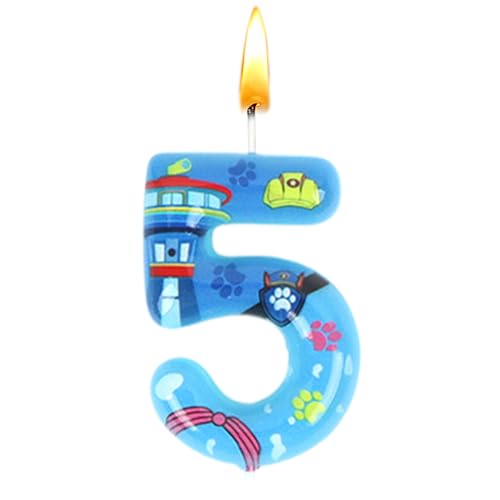 Paw Dog Kerzen Nummer 5, Paw Dog Kuchen Deko Kerzen, Kerzen Geburtstag, 5th Geburtstagskerzen, Cake Topper, Geburtstag Dekoration, Jungen und Mädchen, Jubiläum, Partyzubehör, Hochzeitsfeier von Sdjuifsd