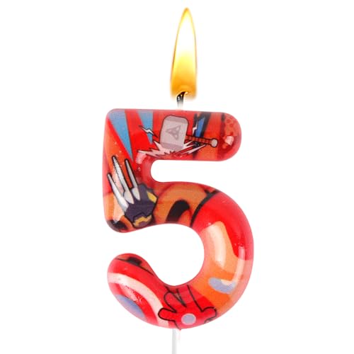 Superhel Nummer 5 Kerzen, 3D Superhel Geburtstagskerze, Jungen Kerze, Geburtstags Dekoration, Partyzubehör, Kuchen Dekoration, Geburtstags Party, Jubiläum, Mottoparty, Kinderfeste, Hochzeitsfeier von Sdjuifsd