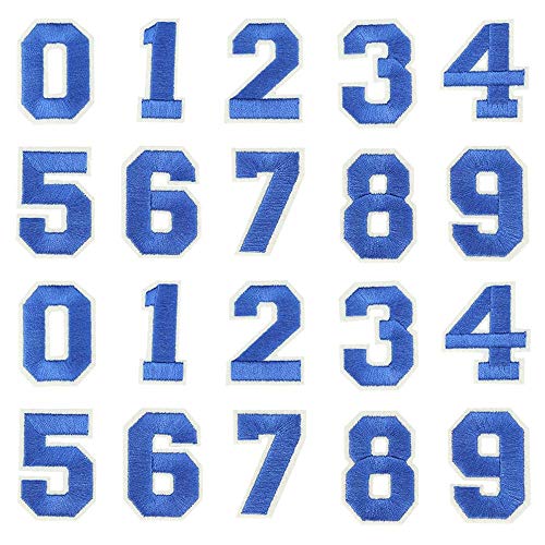 2 Sets Zahlenaufnäher Set Zahlenapplikationen 0–9 zum Aufnähen oder Aufbügeln für Trikots Varsity Jacke Stoff bestickt DIY Dekorationen Handwerk Projekt Zubehör 5,1 cm (blau) von SeBeauty