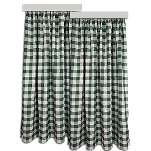 Dekoschal Karo mit Edelweiß Grün 2er-Pack/Set Landhaus-Stil | Vorhang mit Reihband | Webstoff hochwertig grün-weiß kariert | Übergardine für Küche, Esszimmer, Gästezimmer Höhe x Breite 175 x 130 cm von SeGaTeX home fashion