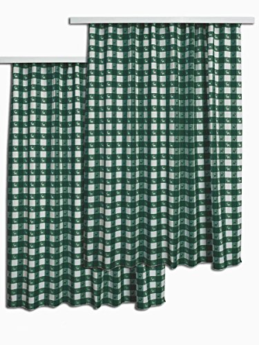 Dekoschal Karo mit Hirsch in Grün 2er Set im Landhaus-Stil | Vorhänge mit Reihband 2er-Pack | Seitenschals aus hochwertigem Webstoff grün-weiß kariert | Übergardine Höhe x Breite 220 x 130 cm Dekoschal Karo mit Hirsch in Grün 2er Set im Landhaus-Stil | Vorhänge mit Reihband 2er-Pack | Seitenschals aus hochwertigem Webstoff grün-weiß kariert | Übergardine Höhe x Breite 220 x 130 cm von SeGaTeX home fashion