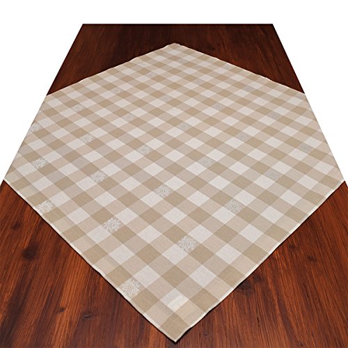 Mitteldecke Landhaus-Tischdecke Karo in Beige mit Edelweiß 82 x 82 cm quadratisch | beige-weiß Karierter Webstoff langlebig | rustikal-gemütlicher Landhaus-Stil für Küche, Esszimmer, Gästezimmer Mitteldecke Landhaus-Tischdecke Karo in Beige mit Edelweiß 82 x 82 cm quadratisch | beige-weiß Karierter Webstoff langlebig | rustikal-gemütlicher Landhaus-Stil für Küche, Esszimmer, Gästezimmer von SeGaTeX home fashion