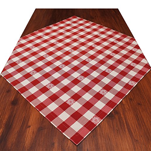 Mitteldecke Landhaus-Tischdecke Karo mit Edelweiß in Rot 82 x 82 cm rot-weiß kariert für den rustikal-gemütlichen Landhaus-Stil quadratisch von SeGaTeX home fashion