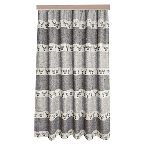 SeGaTeX home fashion Hochwertiger Dekoschal Alpin Hirsch grau Exklusiver Landhaus-Vorhang Reihband HxB 240 x 130 cm von SeGaTeX home fashion