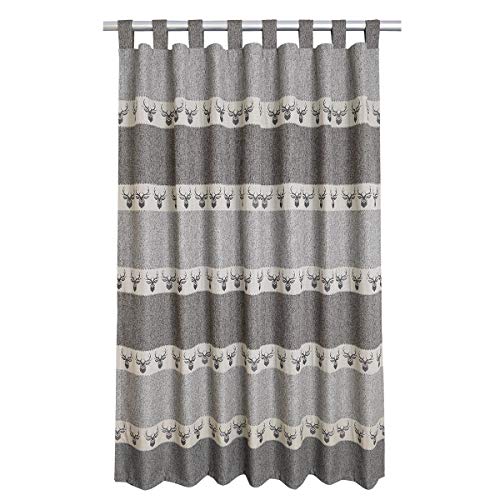 SeGaTeX home fashion Hochwertiger Schlaufen-Dekoschal Alpin Hirsch grau Exklusiver Landhaus-Vorhang 8 Schlaufen HxB 200 x 130 cm von SeGaTeX home fashion