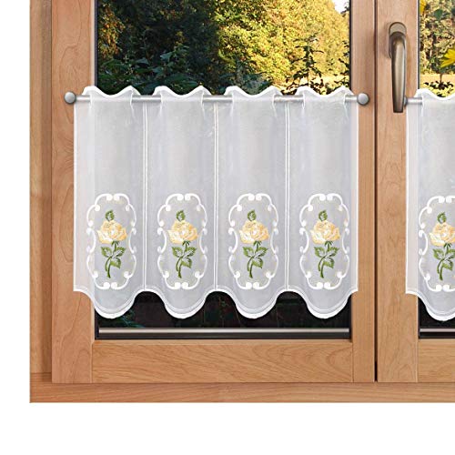 SeGaTeX home fashion Kurzgardine Scheibengardine Rose in Gelb Spitzen-Panneau mit echter Plauener Stickerei 40 cm hoch SeGaTeX home fashion Kurzgardine Scheibengardine Rose in Gelb Spitzen-Panneau mit echter Plauener Stickerei 40 cm hoch von SeGaTeX home fashion