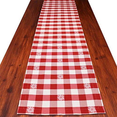 Tischläufer Landhaus-Tischdecke Karo in Rot 40 x 160 cm | rot-weiß Karierter Webstoff langlebig Edelweiß-Motiv | rustikal-gemütlicher Landhaus-Stil für Küche, Esszimmer, Gästezimmer Tischläufer Landhaus-Tischdecke Karo in Rot 40 x 160 cm | rot-weiß Karierter Webstoff langlebig Edelweiß-Motiv | rustikal-gemütlicher Landhaus-Stil für Küche, Esszimmer, Gästezimmer von SeGaTeX home fashion
