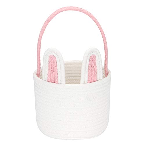 Sea Team Osterhase Korb für Eier Jagd, Ostereier Eimer, kleine gewebte Baumwollseil Tote Bag mit Kaninchenohren für Kinder, Ostertage Dekoration, Party, Feiertage, Rosa Sea Team Osterhase Korb für Eier Jagd, Ostereier Eimer, kleine gewebte Baumwollseil Tote Bag mit Kaninchenohren für Kinder, Ostertage Dekoration, Party, Feiertage, Rosa von Sea Team