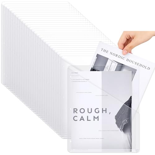 Seajan 150 Stück Ordnertaschen für 3-Ringordner, transparente Kunststoffmappen, 3-Locher, Dokumententeiler, Poly-Slash-Ordner, Jacken-Organizer mit 2 Taschen, für Büro, Schule von Seajan