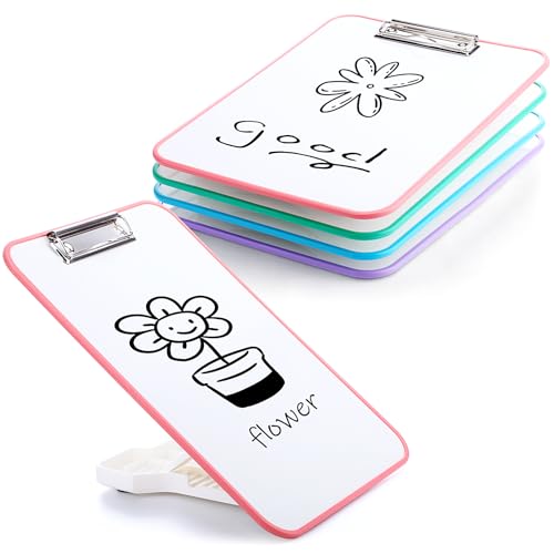 Seajan 4er-Set schräge Schreibtafel mit Ständer, 15°-75° Desktop-Whiteboard, trocken abwischbar, Klemmbrett, 30,5 x 22,9 cm, tragbar, wiederverwendbar, Handschrift, Lehrer, Bürobedarf zum Lesen von Seajan