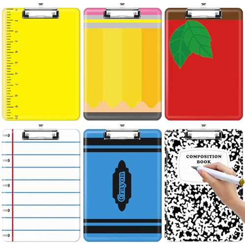 Seajan Klemmbrett für Lehrer, Schulanfang, Lehrer, Wertschätzungsgeschenk, 32,6 x 22,6 cm, A4, Briefgröße, Kunststoff-Klemmbrett für Lehrer, Klassenzimmer, Schule, Bürobedarf, 6 Stück von Seajan