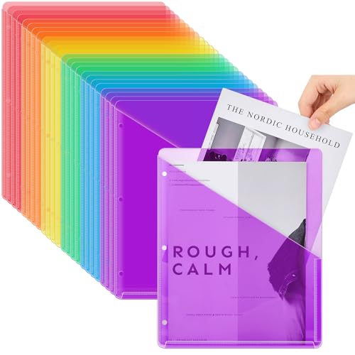 Seajan Ordnertaschen für 3-Ringbücher, transparente Kunststoff-Ordner, 3-Locher, Dokumententeiler, Poly-Schlitz, Aktenordner, Jacken-Organizer mit 2 Taschen, für Büro, Schule, 24 Stück (mehrfarbig) Seajan Ordnertaschen für 3-Ringbücher, transparente Kunststoff-Ordner, 3-Locher, Dokumententeiler, Poly-Schlitz, Aktenordner, Jacken-Organizer mit 2 Taschen, für Büro, Schule, 24 Stück (mehrfarbig) von Seajan