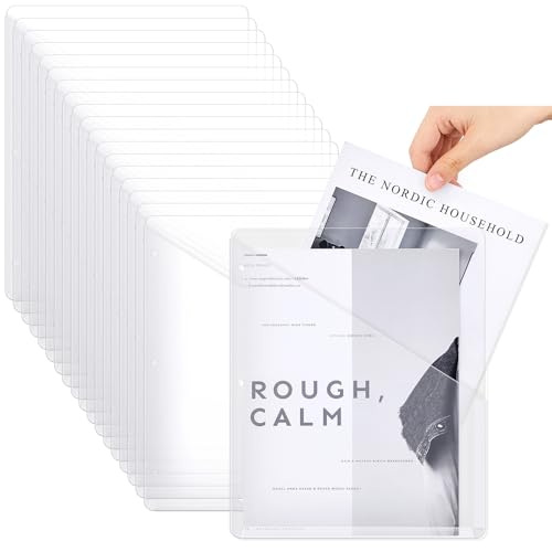 Seajan Ordnertaschen für 3-Ringordner, transparente Kunststoff-Ordner, 3-Locher, Dokumententeiler, Poly-Slash-Ordner, Jacken-Organizer mit 2 Taschen, für Büro, Schule, 24 Stück von Seajan