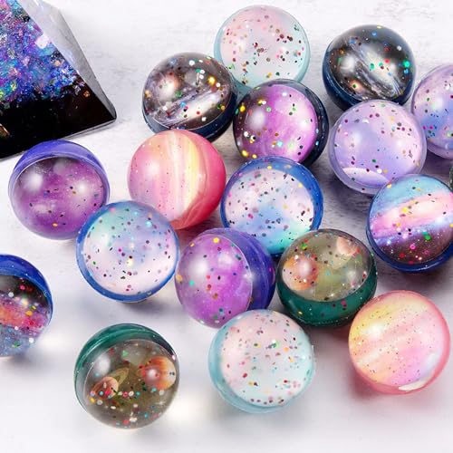 Seamart 30 Stück Flummies für Kinder, Flummi Planeten, 32 mm Weltraumthema Hüpfbälle, Gastgeschenke für Mädchen Jungen, Geschenktütenfüllung von Seamart