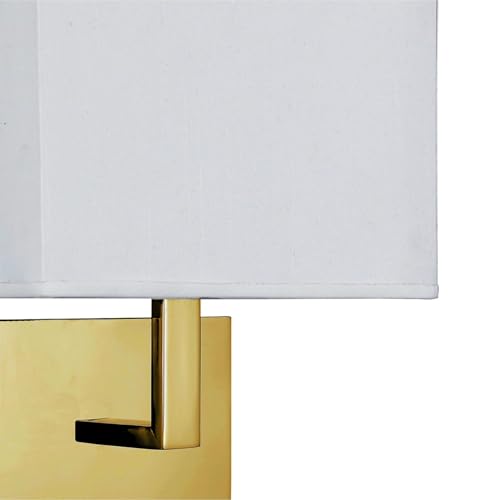 Searchlight Lighting Wandleuchte, Metall, Messing, satiniert, Lampenschirm aus weißem Stoff, E27, 60 W, max. 60 W, mit Inter Hotel von Searchlight