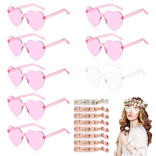 16 Stück Jga Brille Set, 8 Brille+8 Team Braut Armbänder, Bride Herz Brille, Randlose Interessant Brille, Partybrille Herz Sonnenbrille, Junggesellenabschied Hochzeitsfeier Dekorationen 16 Stück Jga Brille Set, 8 Brille+8 Team Braut Armbänder, Bride Herz Brille, Randlose Interessant Brille, Partybrille Herz Sonnenbrille, Junggesellenabschied Hochzeitsfeier Dekorationen von Seasboes