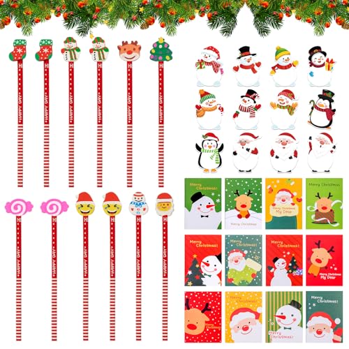 36 Stücke Schule HB Stifte Set, Weihnachten HB Bleistifte mit Radiergummi, Notizbuch und Haftnotizen Weihnachten, Mini Notizblock Weihnachten,Bleistifte Schreibwaren Set,Schulbüro Familie Partytüte(A) 36 Stücke Schule HB Stifte Set, Weihnachten HB Bleistifte mit Radiergummi, Notizbuch und Haftnotizen Weihnachten, Mini Notizblock Weihnachten,Bleistifte Schreibwaren Set,Schulbüro Familie Partytüte(A) von Seasboes