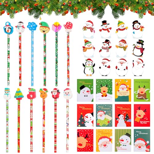36 Stücke Schule HB Stifte Set, Weihnachten HB Bleistifte mit Radiergummi, Notizbuch und Haftnotizen Weihnachten, Mini Notizblock Weihnachten,Bleistifte Schreibwaren Set,Schulbüro Familie Partytüte(B) 36 Stücke Schule HB Stifte Set, Weihnachten HB Bleistifte mit Radiergummi, Notizbuch und Haftnotizen Weihnachten, Mini Notizblock Weihnachten,Bleistifte Schreibwaren Set,Schulbüro Familie Partytüte(B) von Seasboes