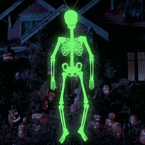 Halloween Deko Leuchtendes Totenkopf, Deko Skelett 3D, Halloween Party Skeleton Luminous Halloween Prop, Skelett-Requisite für Haunted House Halloween Grusel Mottoparty (32 cm) von Seasboes