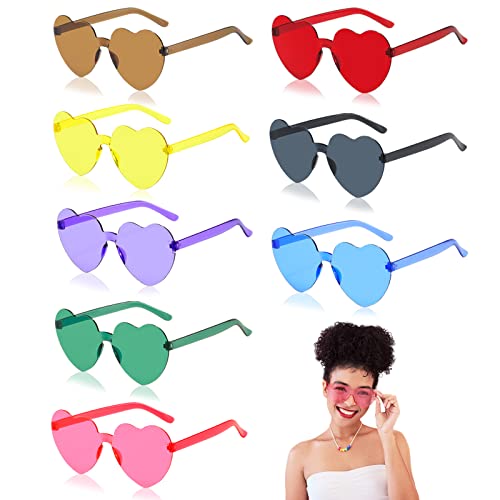 Seasboes 8 Stück Farben Party Brille, Herzform Sonnenbrille, Retro Farbige Gläser, Randlose Brille für Geburtstagsfeier, Halloween, Foto Requisiten, Maskerade Seasboes 8 Stück Farben Party Brille, Herzform Sonnenbrille, Retro Farbige Gläser, Randlose Brille für Geburtstagsfeier, Halloween, Foto Requisiten, Maskerade von Seasboes