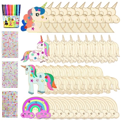 Seasboes Einhorn Bastelset, 55 Stück Holzbastelsets für Kinder, Einhorn zum Bemalen, Einhorn Holz Bastelset, Kindergeburtstag Handwerk Bemalen, Basteln mit Holz für Kinder DIY Malen Dekoration Seasboes Einhorn Bastelset, 55 Stück Holzbastelsets für Kinder, Einhorn zum Bemalen, Einhorn Holz Bastelset, Kindergeburtstag Handwerk Bemalen, Basteln mit Holz für Kinder DIY Malen Dekoration von Seasboes