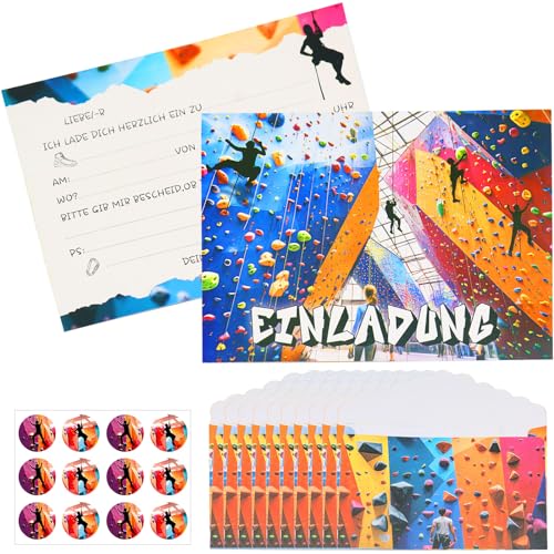 Seasboes Einladung Klettern 12 Einladungskarten 12 Umschläge 12 Aufkleber, Bouldern Kletterhalle Einladungskarten, Kletterpark Partycards, Kindergeburtstag Party Einladungskarten für Junge, Mädchen Seasboes Einladung Klettern 12 Einladungskarten 12 Umschläge 12 Aufkleber, Bouldern Kletterhalle Einladungskarten, Kletterpark Partycards, Kindergeburtstag Party Einladungskarten für Junge, Mädchen von Seasboes